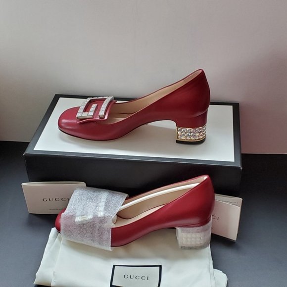 NIB GUCCI Madelyn crystal red shoes 35.5 - Picture 2 of 8
